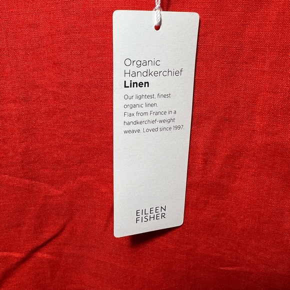Eileen Fisher Organic Handkerchief Linen Box Top w/pockets, color geranium sz 2X - Picture 6 of 7
